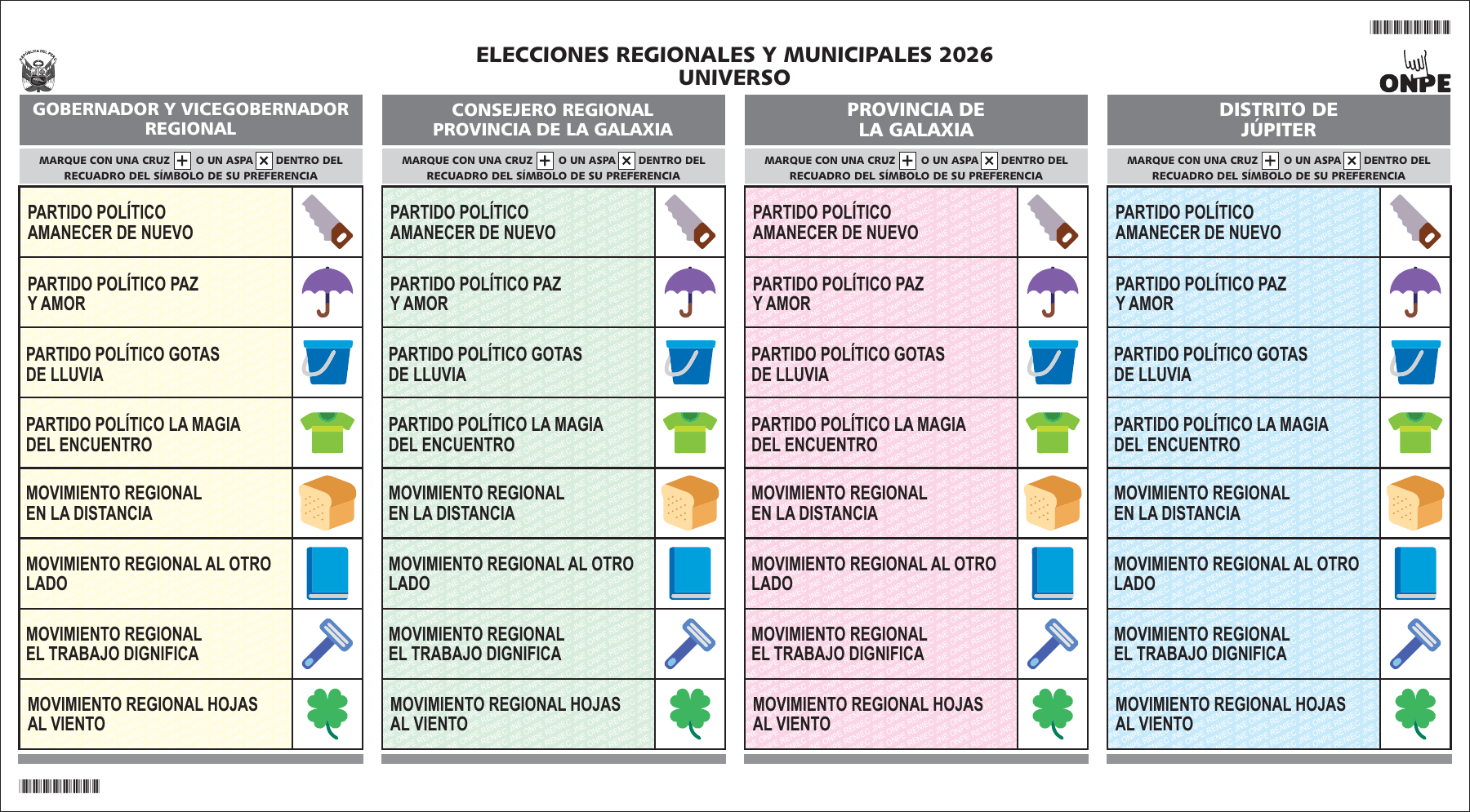 Modelo de capacitación de cuatro columnas con partidos ficticios